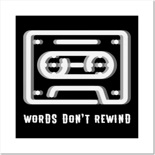 WORDS DON'T REWIND Retro Cassette Tape Posters and Art